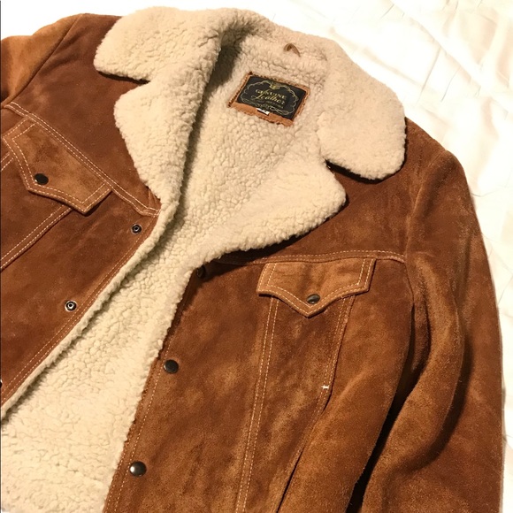 Vintage Sherpa Jacket Cowhide Suede 